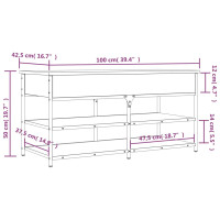 Produktbild för Skobänk rökfärgad ek 100x42,5x50 cm konstruerat trä