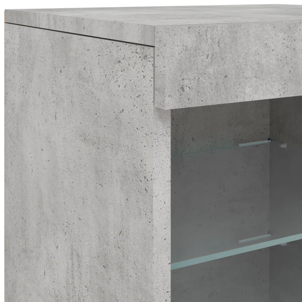 Produktbild för Skänk med LED-belysning betonggrå 123x37x67 cm