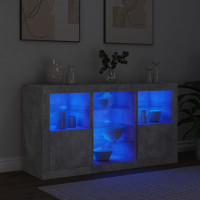 Produktbild för Skänk med LED-belysning betonggrå 123x37x67 cm