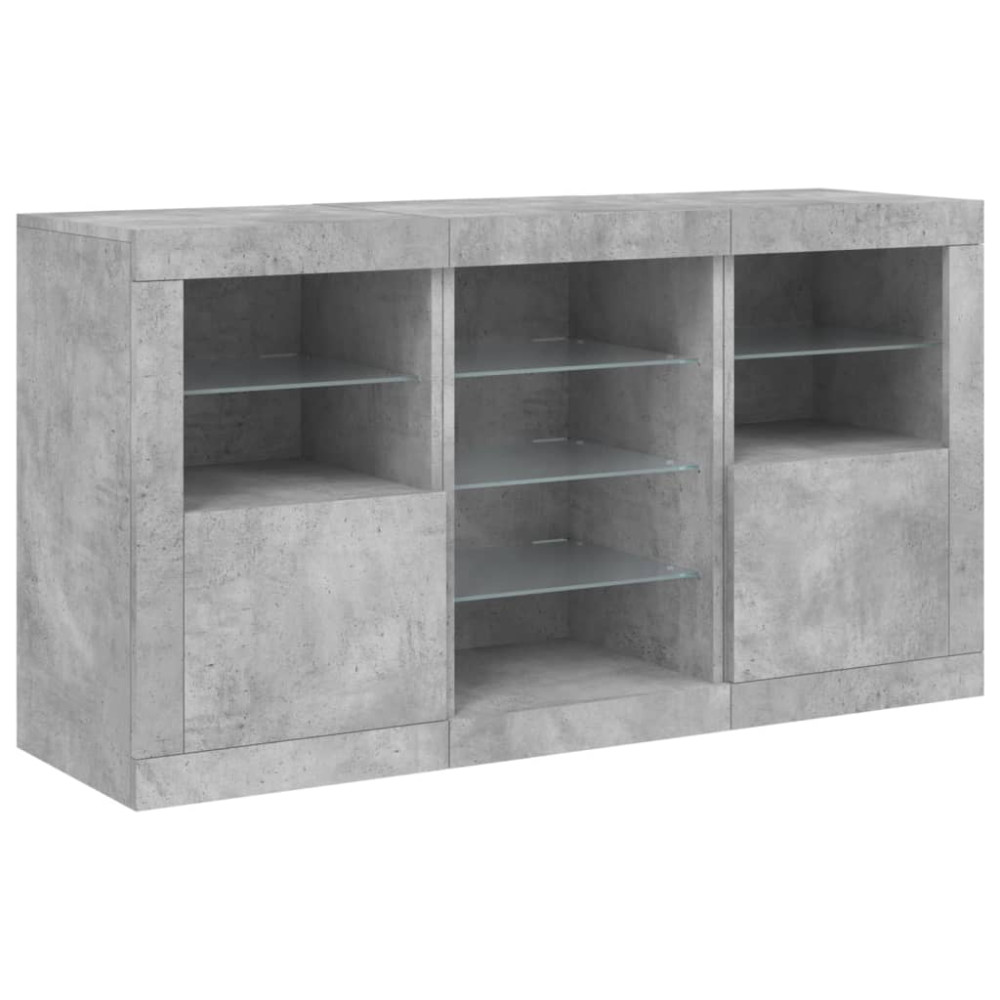 Produktbild för Skänk med LED-belysning betonggrå 123x37x67 cm