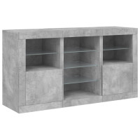 Produktbild för Skänk med LED-belysning betonggrå 123x37x67 cm