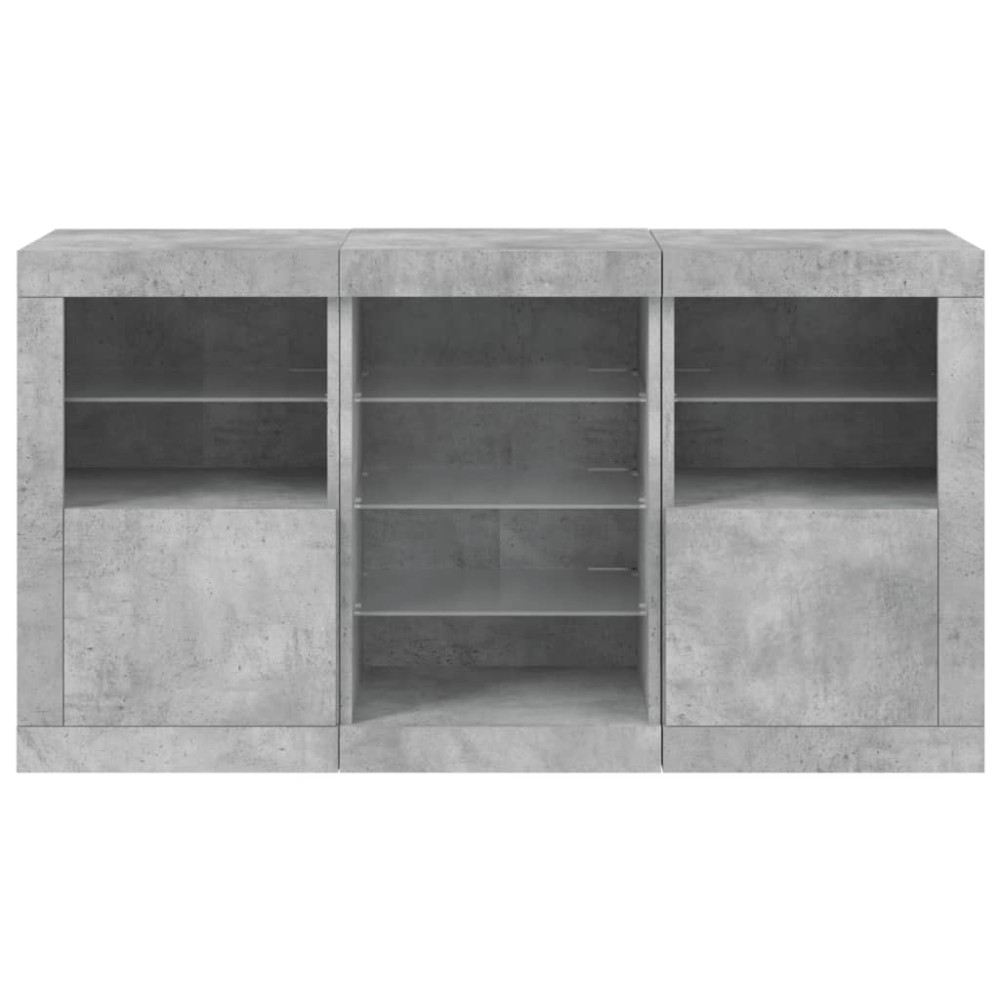 Produktbild för Skänk med LED-belysning betonggrå 123x37x67 cm