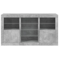 Produktbild för Skänk med LED-belysning betonggrå 123x37x67 cm