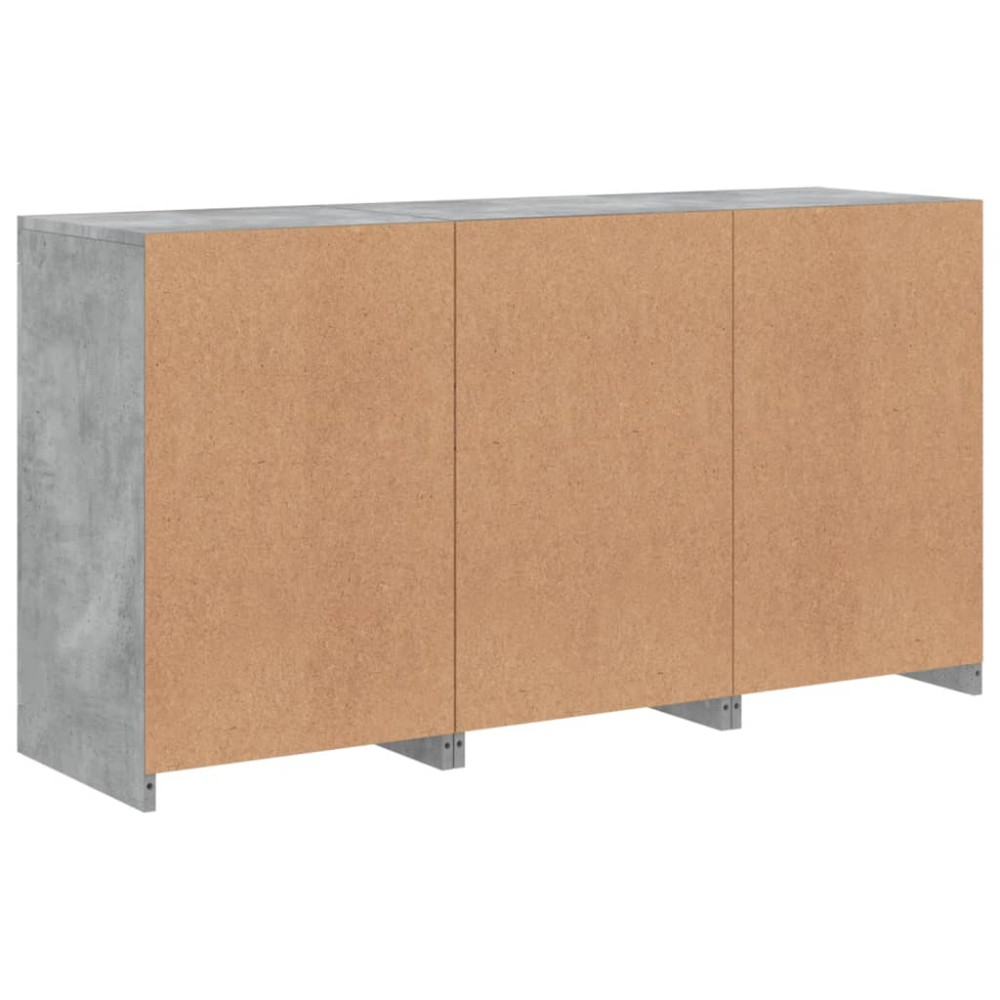 Produktbild för Skänk med LED-belysning betonggrå 123x37x67 cm