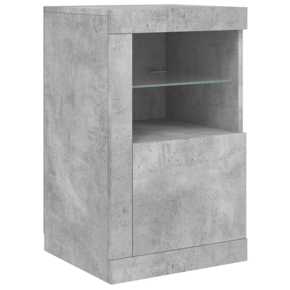 Produktbild för Skänk med LED-belysning betonggrå 123x37x67 cm