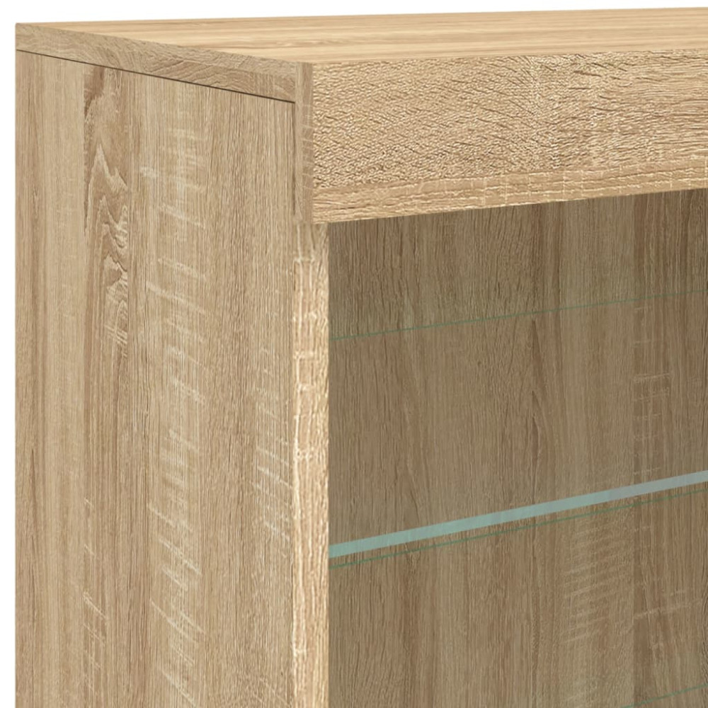 Produktbild för Skänk med LED-belysning sonoma-ek 142,5x37x67 cm