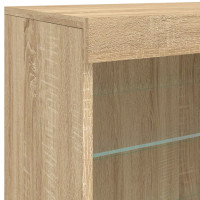 Produktbild för Skänk med LED-belysning sonoma-ek 142,5x37x67 cm