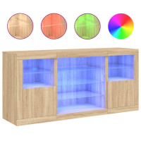 Produktbild för Skänk med LED-belysning sonoma-ek 142,5x37x67 cm