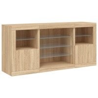 Produktbild för Skänk med LED-belysning sonoma-ek 142,5x37x67 cm
