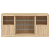 Produktbild för Skänk med LED-belysning sonoma-ek 142,5x37x67 cm