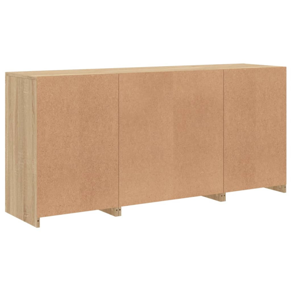 Produktbild för Skänk med LED-belysning sonoma-ek 142,5x37x67 cm