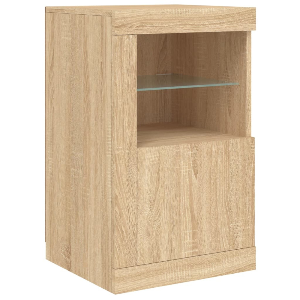 Produktbild för Skänk med LED-belysning sonoma-ek 142,5x37x67 cm