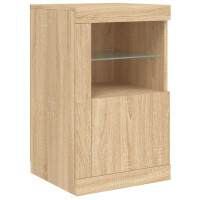 Produktbild för Skänk med LED-belysning sonoma-ek 142,5x37x67 cm