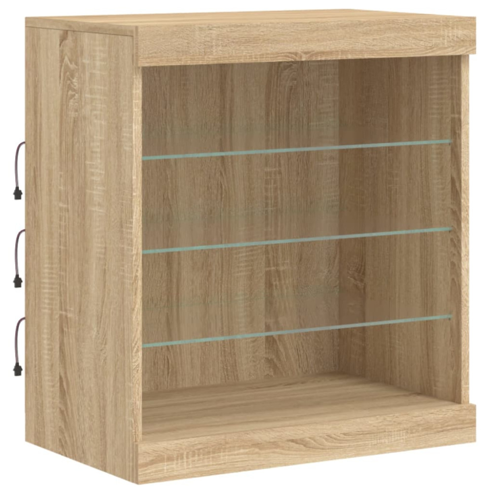 Produktbild för Skänk med LED-belysning sonoma-ek 142,5x37x67 cm