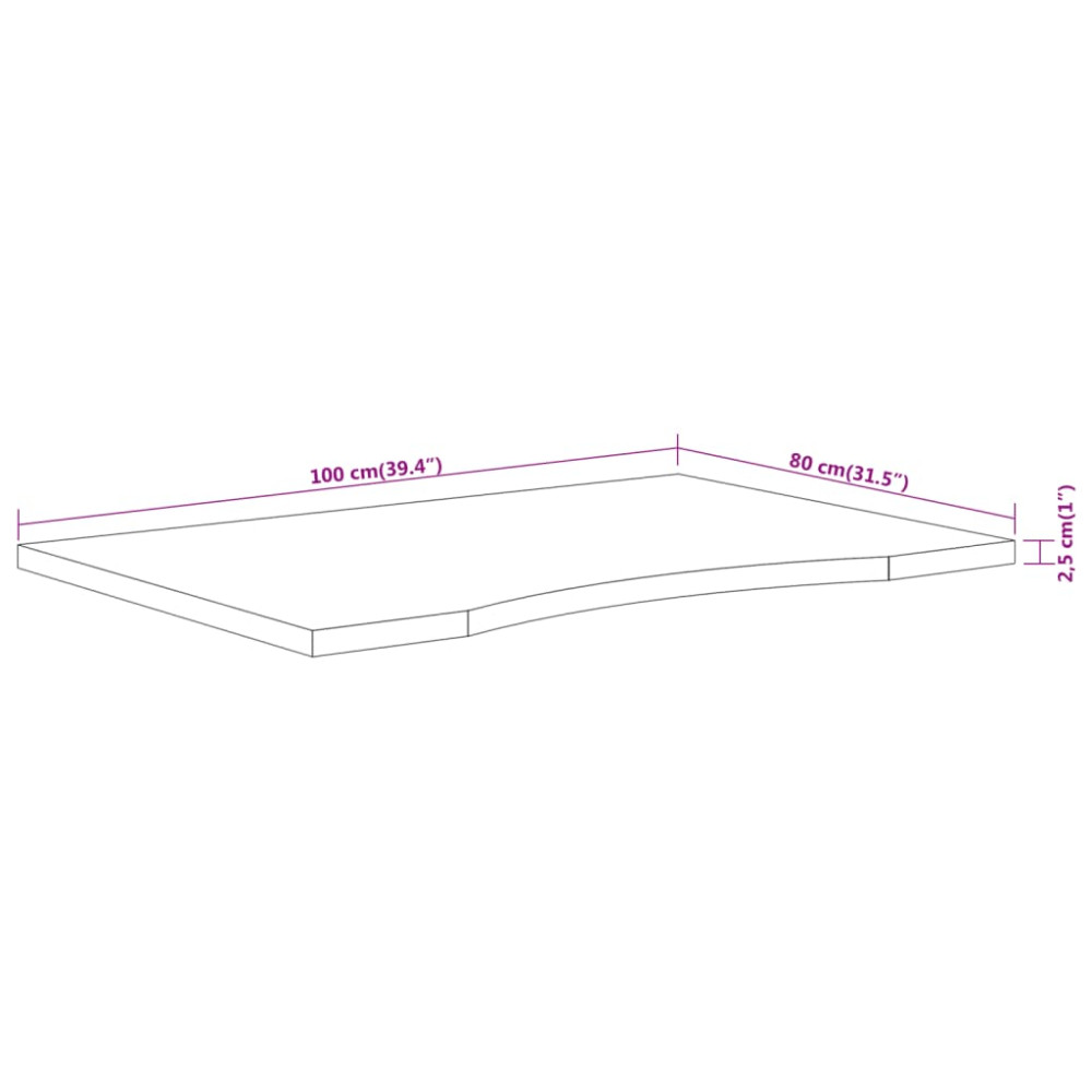 Produktbild för Bordsskiva 100x80x2,5 cm rektangulär massiv akacia