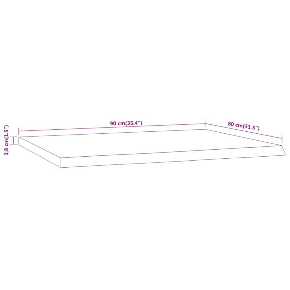 Produktbild för Bordsskiva 90x80x3,8 cm rektangulär massiv akacia rustik kant