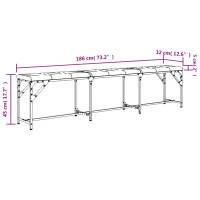 Produktbild för Matsalsbänk svart 186x32x45 cm stål och konstläder