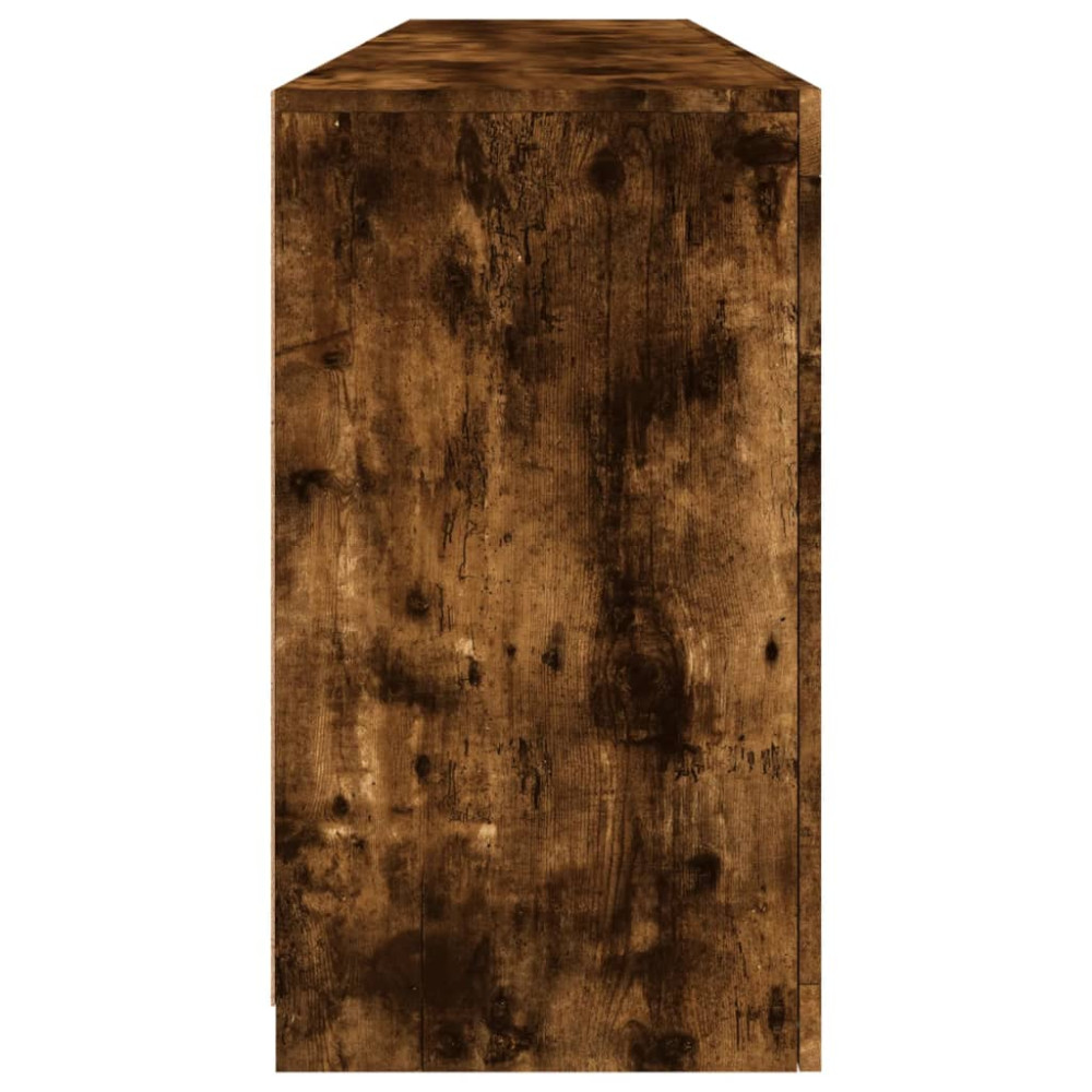 Produktbild för Skänk med LED-belysning rökfärgad ek 164x37x67 cm