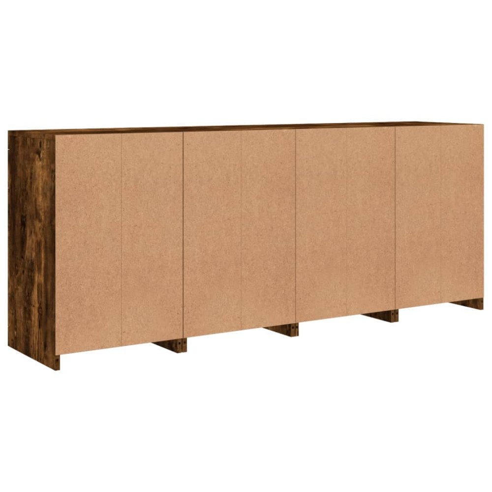 Produktbild för Skänk med LED-belysning rökfärgad ek 164x37x67 cm