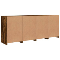 Produktbild för Skänk med LED-belysning rökfärgad ek 164x37x67 cm