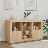 Produktbild för Skänk med LED-belysning sonoma-ek 123x37x67 cm