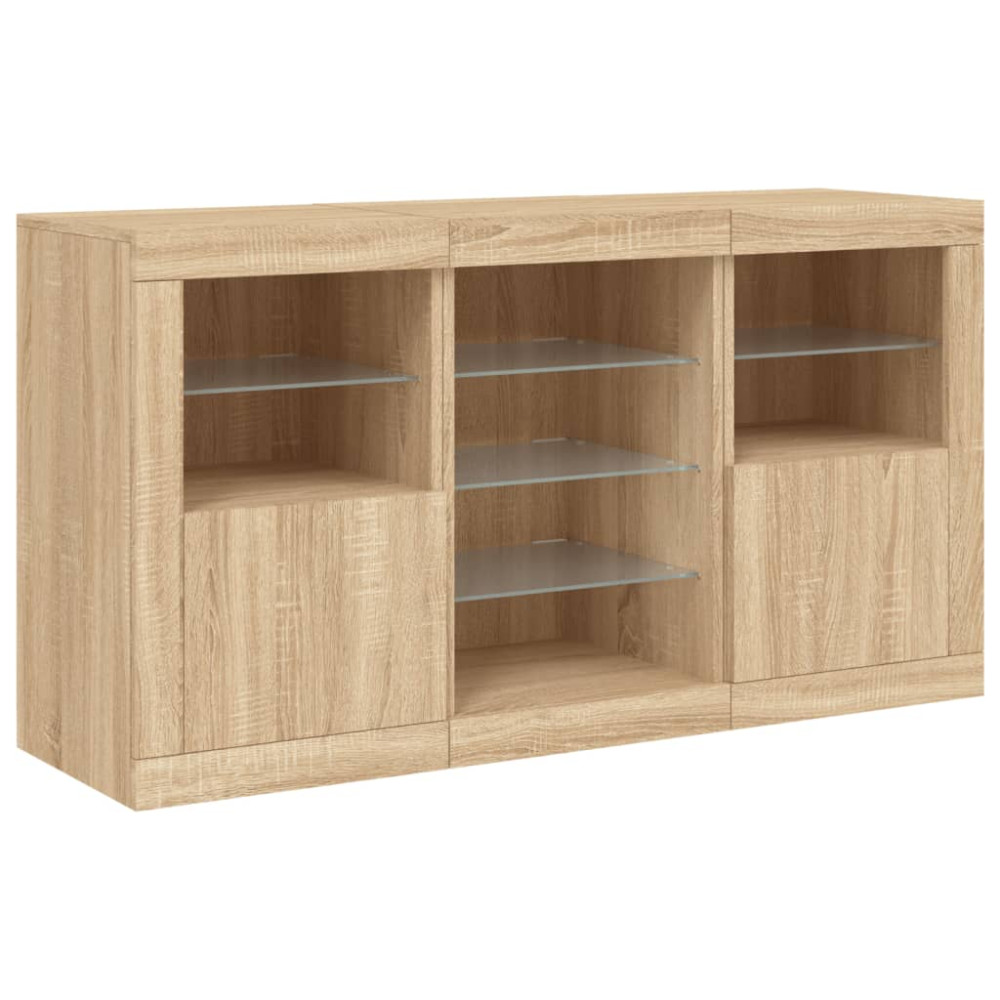 Produktbild för Skänk med LED-belysning sonoma-ek 123x37x67 cm