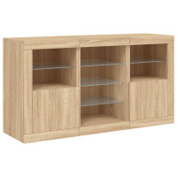Produktbild för Skänk med LED-belysning sonoma-ek 123x37x67 cm