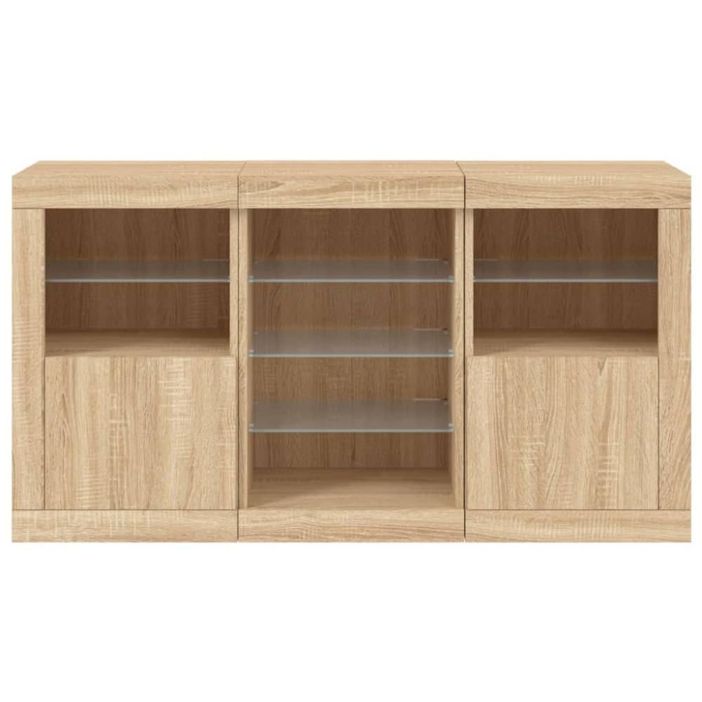 Produktbild för Skänk med LED-belysning sonoma-ek 123x37x67 cm