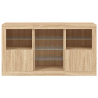 Produktbild för Skänk med LED-belysning sonoma-ek 123x37x67 cm