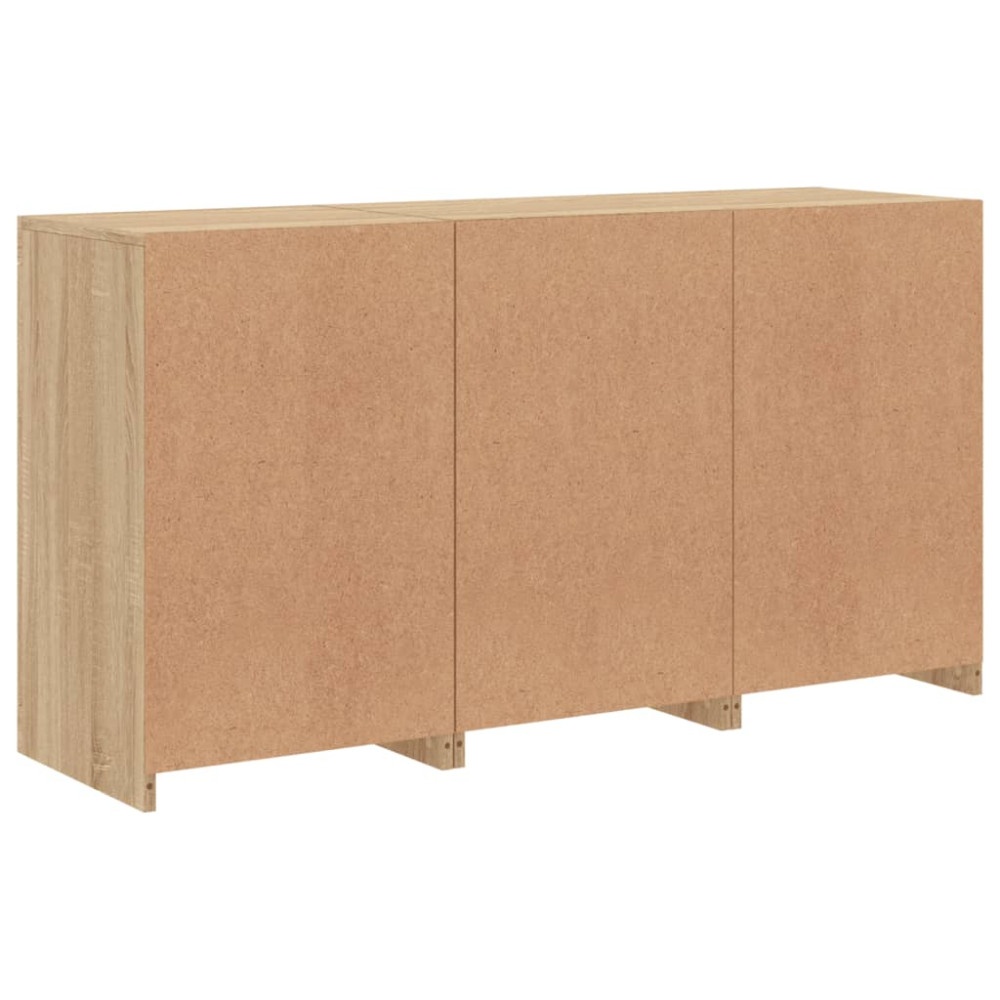 Produktbild för Skänk med LED-belysning sonoma-ek 123x37x67 cm