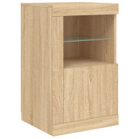 Produktbild för Skänk med LED-belysning sonoma-ek 123x37x67 cm