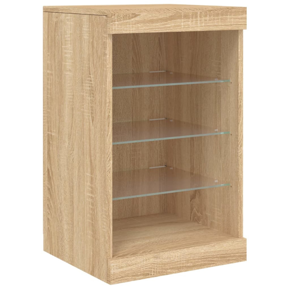 Produktbild för Skänk med LED-belysning sonoma-ek 123x37x67 cm