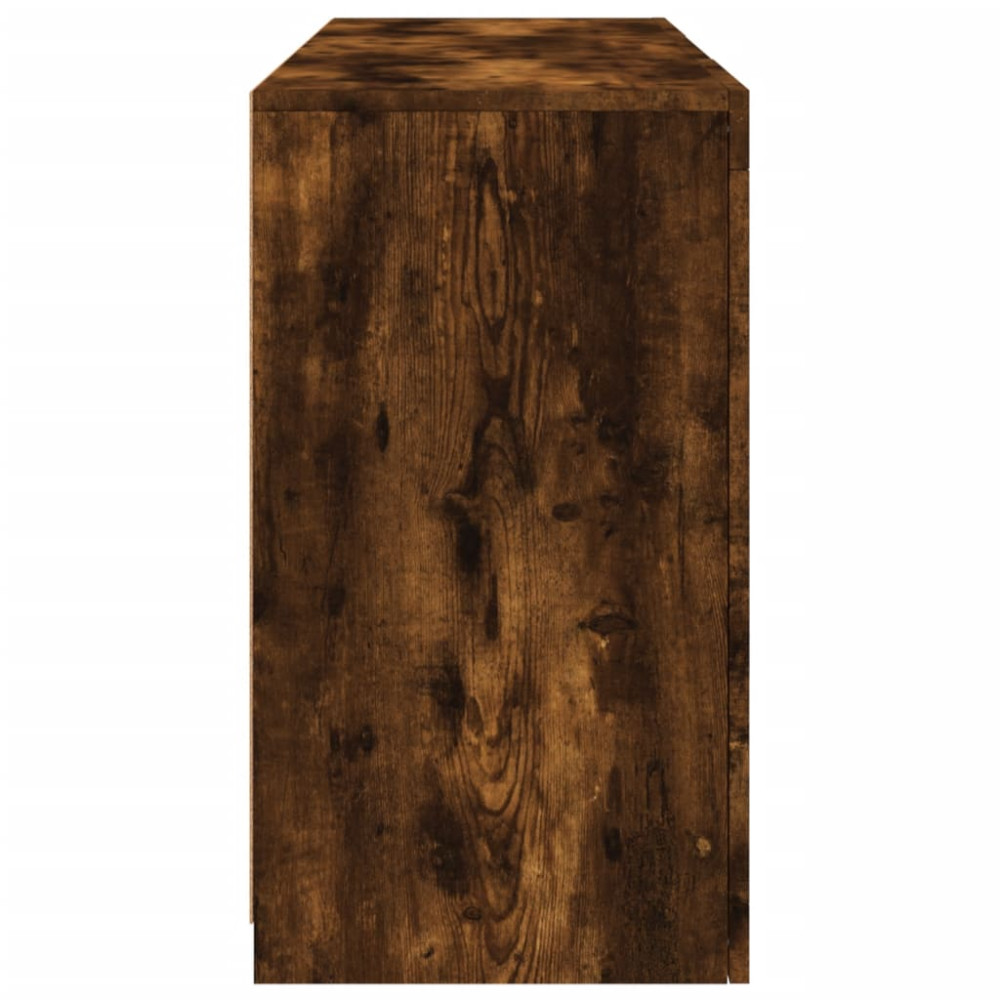 Produktbild för Skänk med LED-belysning rökfärgad ek 123x37x67 cm