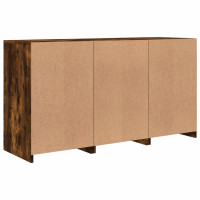 Produktbild för Skänk med LED-belysning rökfärgad ek 123x37x67 cm