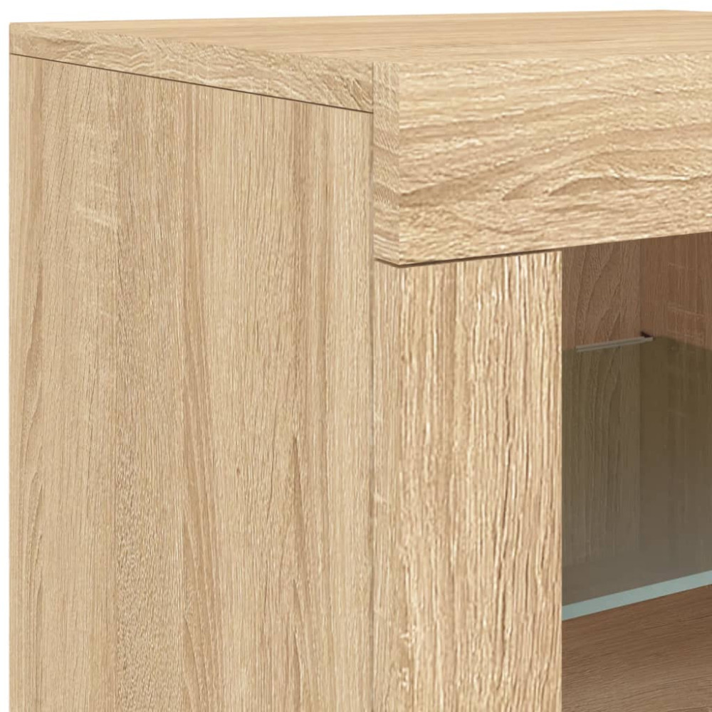 Produktbild för Skänk med LED-belysning sonoma-ek 123x37x67 cm