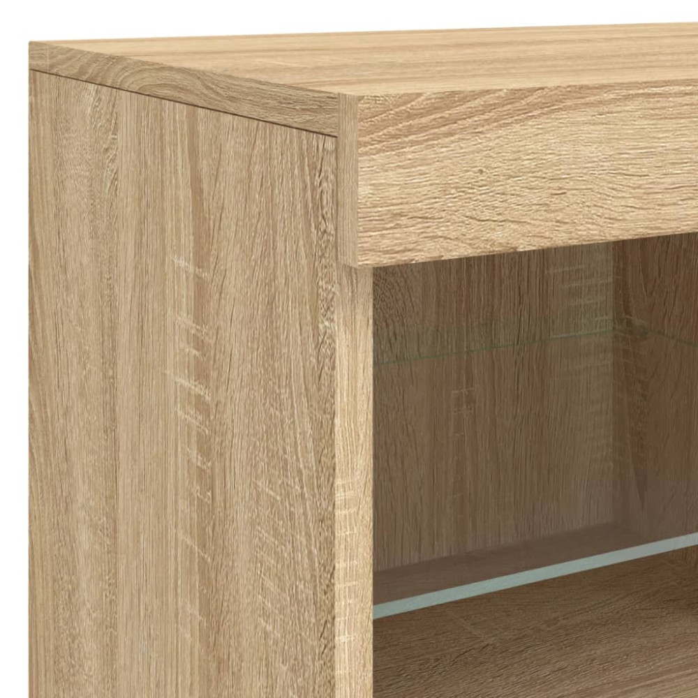 Produktbild för Skänk med LED-belysning sonoma-ek 123x37x67 cm