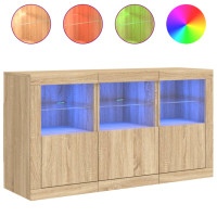 Produktbild för Skänk med LED-belysning sonoma-ek 123x37x67 cm