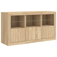 Produktbild för Skänk med LED-belysning sonoma-ek 123x37x67 cm