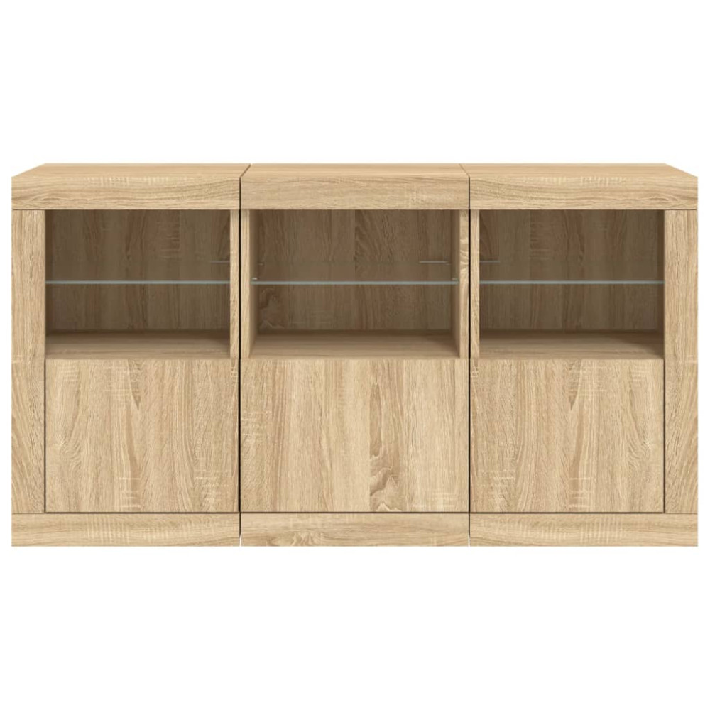 Produktbild för Skänk med LED-belysning sonoma-ek 123x37x67 cm