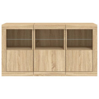 Produktbild för Skänk med LED-belysning sonoma-ek 123x37x67 cm