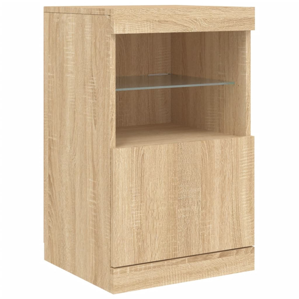 Produktbild för Skänk med LED-belysning sonoma-ek 123x37x67 cm