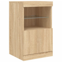 Produktbild för Skänk med LED-belysning sonoma-ek 123x37x67 cm