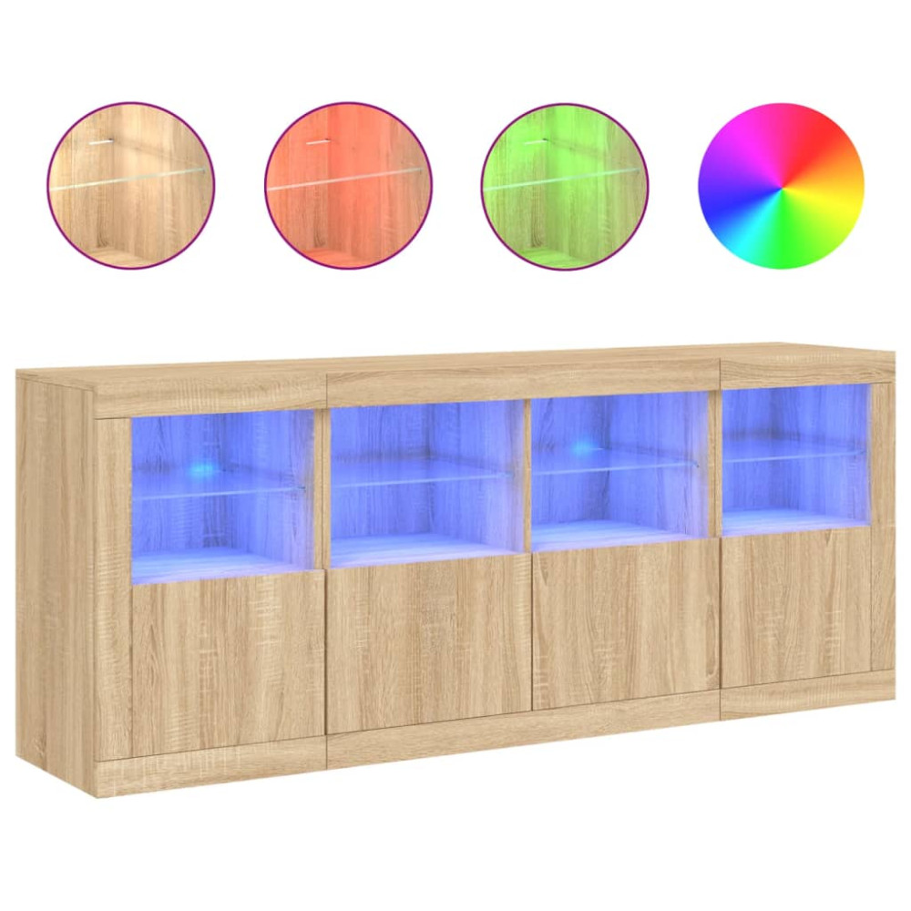 Produktbild för Skänk med LED-belysning sonoma-ek 163x37x67 cm