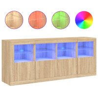 Produktbild för Skänk med LED-belysning sonoma-ek 163x37x67 cm
