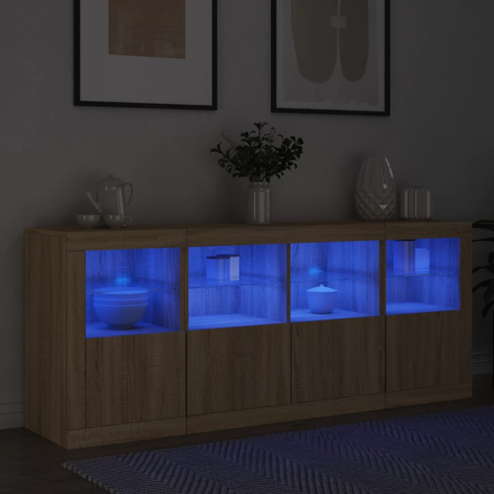 Produktbild för Skänk med LED-belysning sonoma-ek 163x37x67 cm