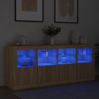 Produktbild för Skänk med LED-belysning sonoma-ek 163x37x67 cm