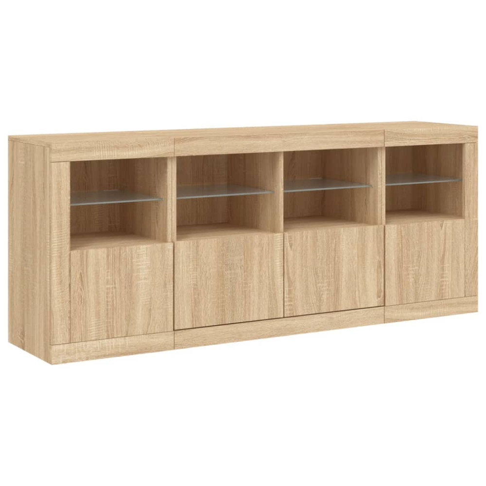 Produktbild för Skänk med LED-belysning sonoma-ek 163x37x67 cm