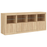 Produktbild för Skänk med LED-belysning sonoma-ek 163x37x67 cm