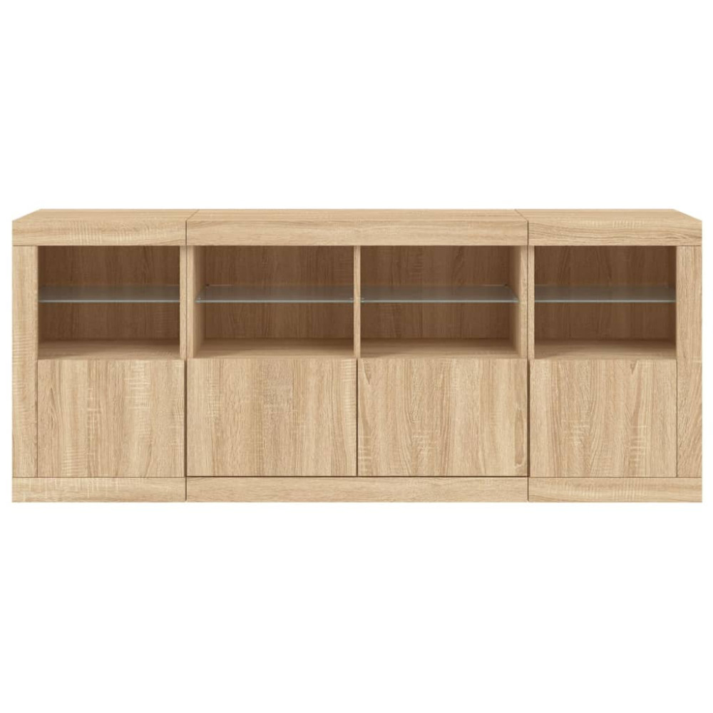 Produktbild för Skänk med LED-belysning sonoma-ek 163x37x67 cm