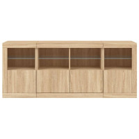 Produktbild för Skänk med LED-belysning sonoma-ek 163x37x67 cm